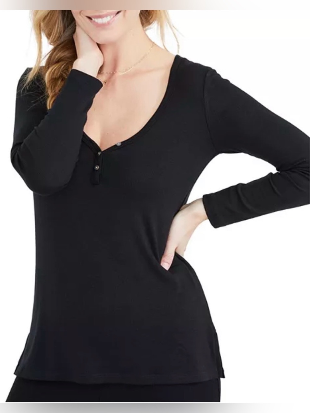 HATCH Collection, The Rib Maternity Nursing Friendly Henley Top, sz 2